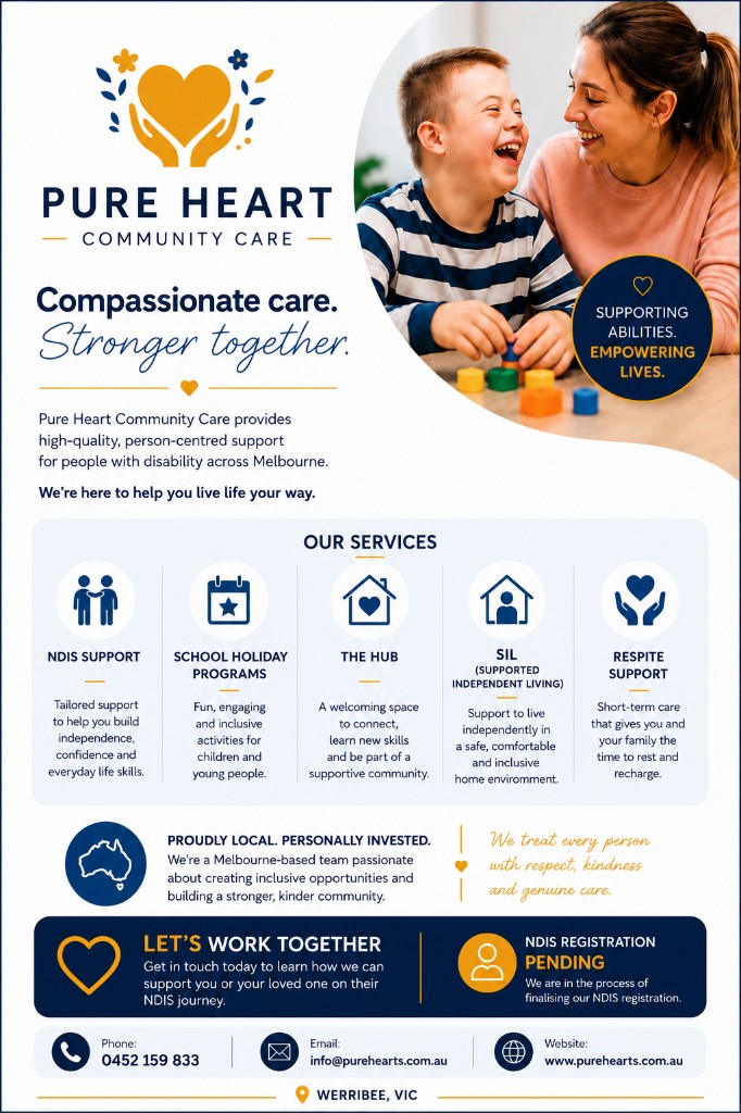 Pure Heart Community Care brochure with photo, services and programs
